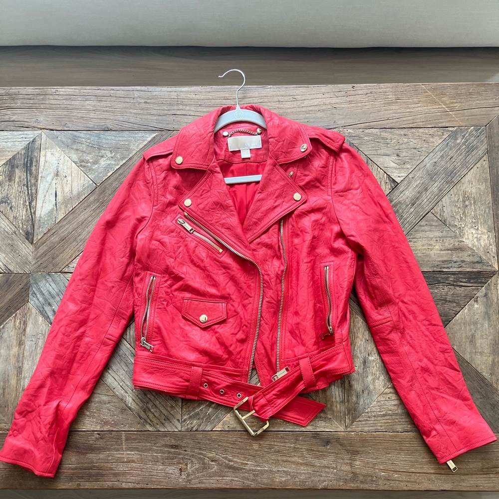Leather moto jacket by Michael Kors